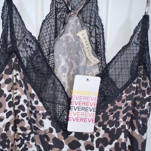 Lovestitch Evereve Cami Large White Grey Leopard Lace Adjust Straps Sexy - Picture 3 of 7